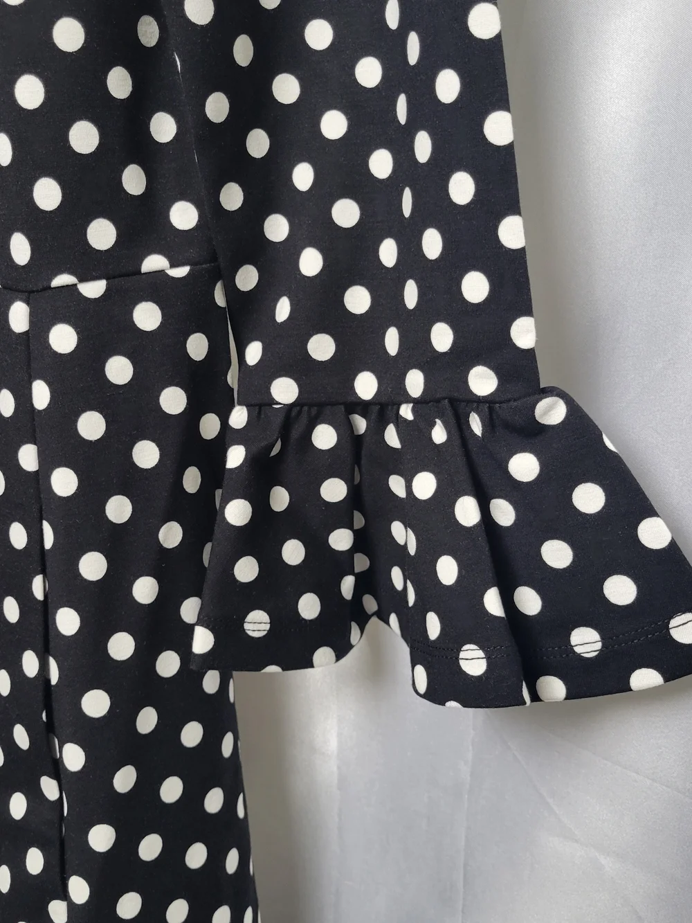 Kate Spade New York Polka Dot Fit & Flare Dress Bell Sleeve Black White S